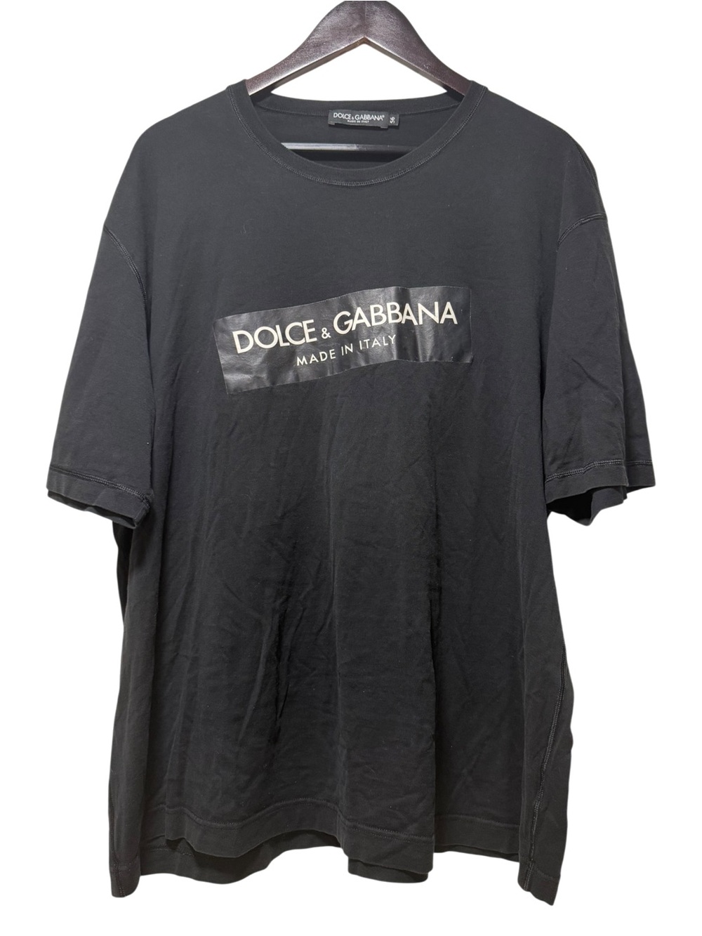 Dolce Gabbana Slanted Box Logo T Shirt Men’s Size 56 2XL Made In Italy Cotton